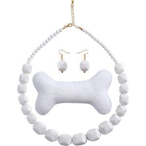 Women Halloween Accessories Set Bone Hair Clip Necklace Earrings Cosplay